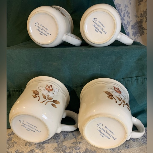 VTG Set of 4 Japan Hearthside Mayblossom Brown Cumberland Stoneware Tea Cups - Picture 8 of 13